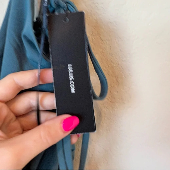 NWT Lulus Exception to the Rule Teal Green Lace-Up Bodysuit - Picture 5 of 10